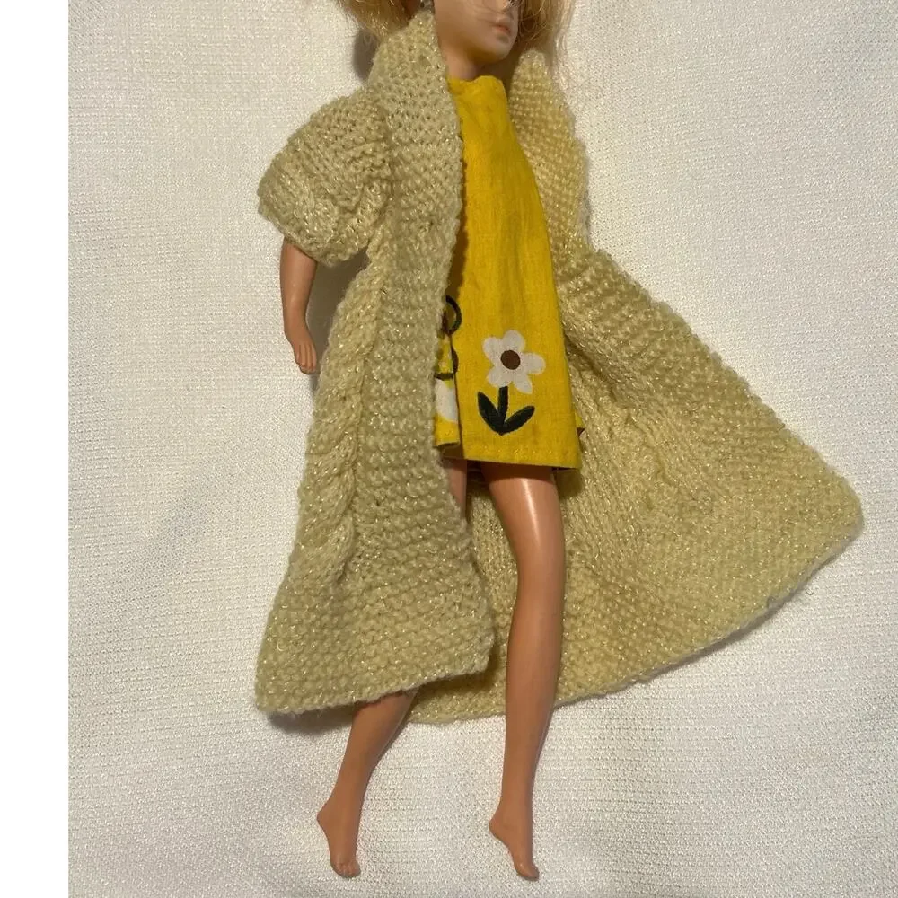 Vtg Doll Sweater Yellow Crochet Fits Tressy 12’, Fashion Dolls Clothes Homemade